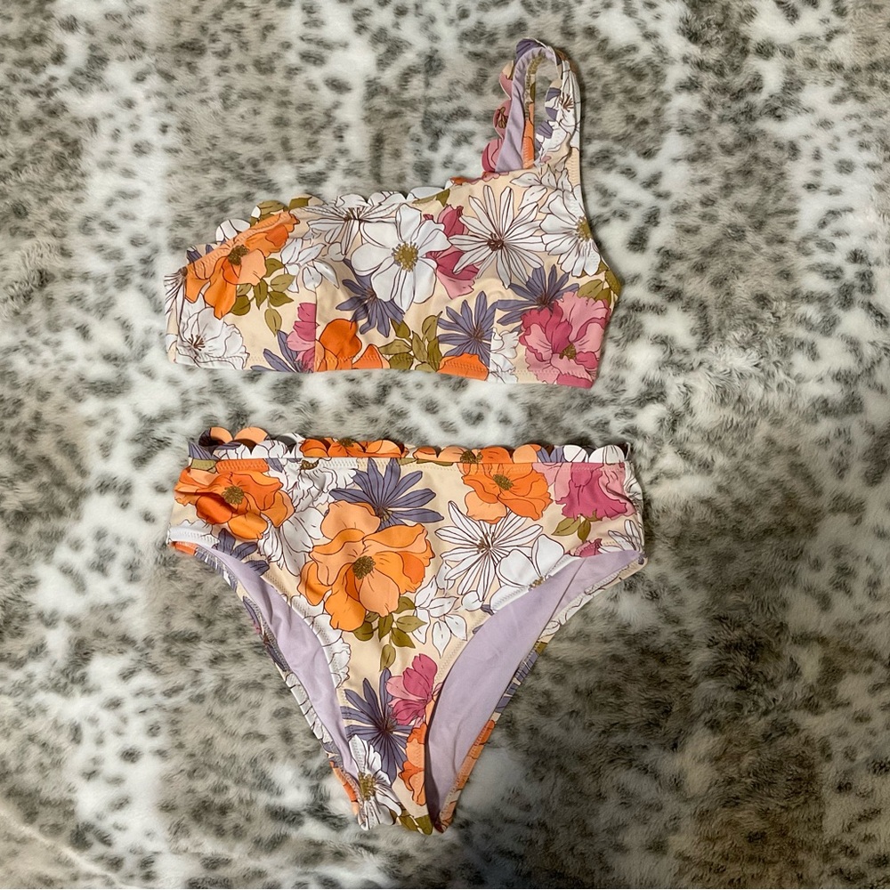 Cupshe Floral Bikini - Orange, Pink, Purple